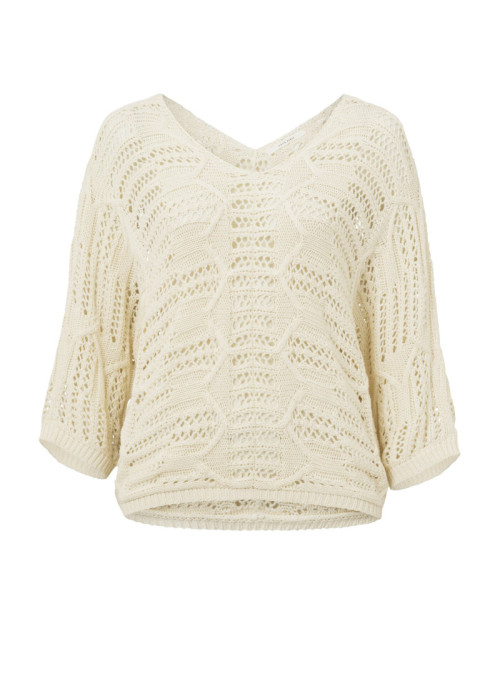 Knitted sweater with V-neck