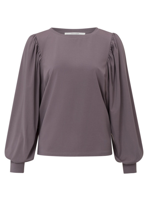 Boatneck top with puff sleeve