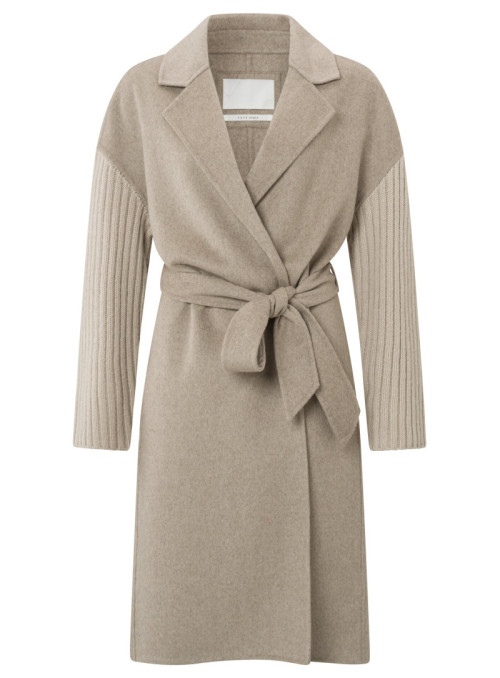 WOOL MIX COAT WITH KNITTED SLE