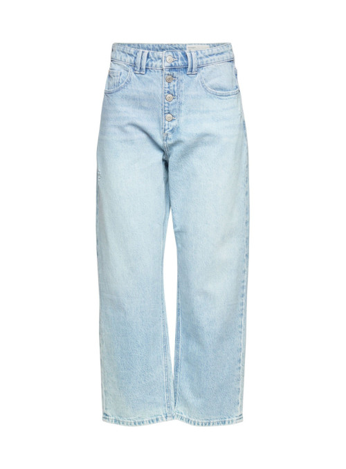 Wide jeans with button placket