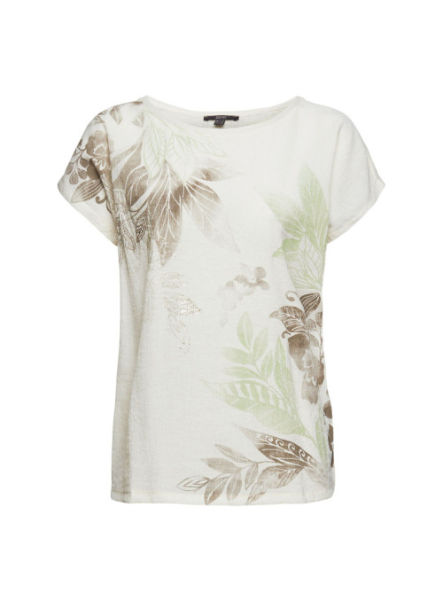 Materialmix-T-Shirt mit Print