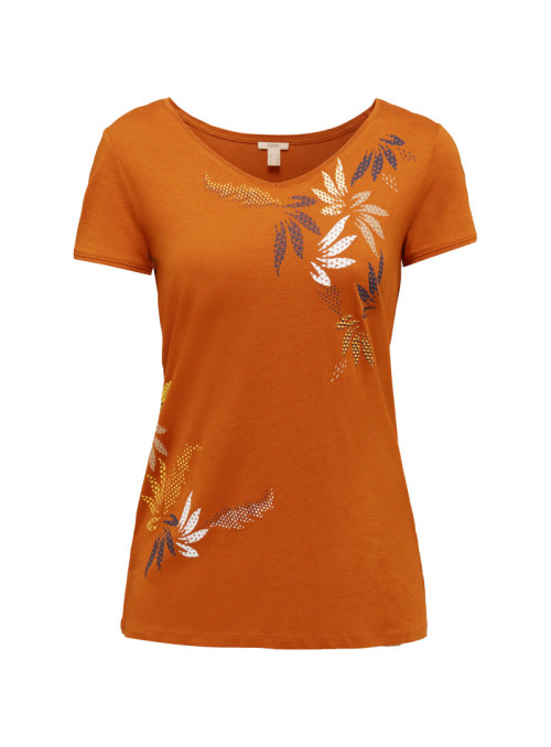 T-shirt with leaves print