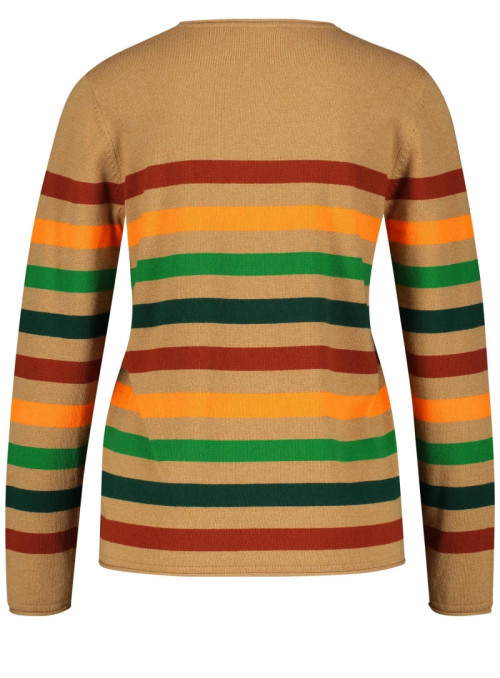 Striped sweater with round...