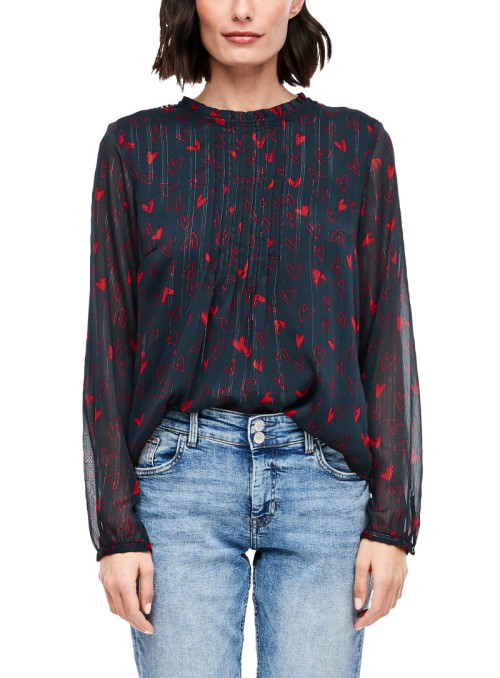 Heart print crepe blouse