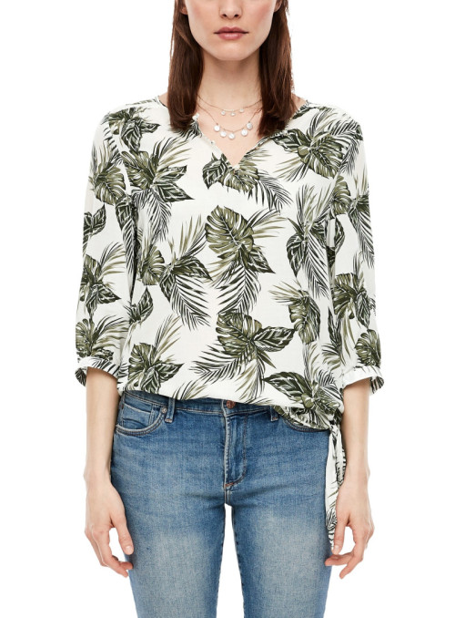 1/2 Sleeve Blouse with Leaf...