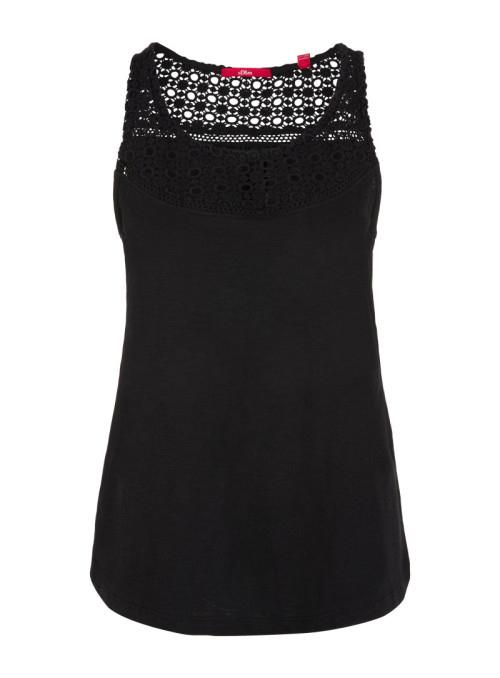 Jersey top with lace yoke