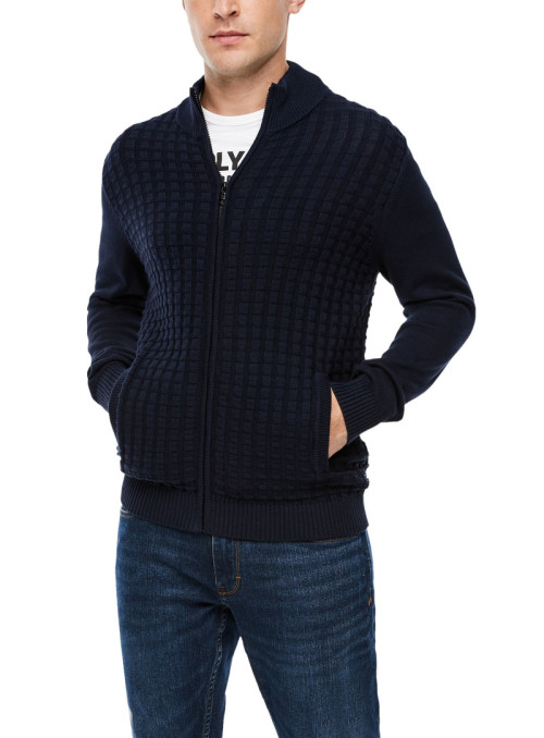 Cardigan with check structure