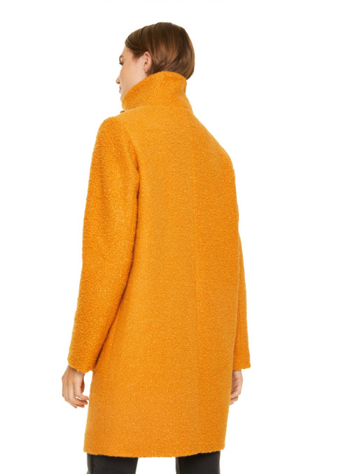 Bouclé coat with stand up...