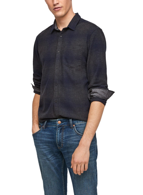 Twill shirt with check pattern