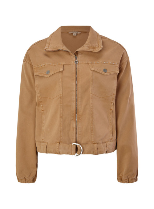 Short twill jacket with belt