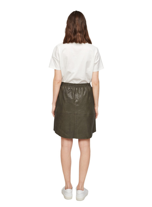 Leather skirt with drawstring