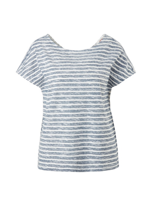 Striped T-shirt with V-neck...