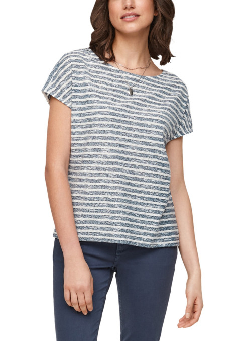 Striped T-shirt with V-neck...