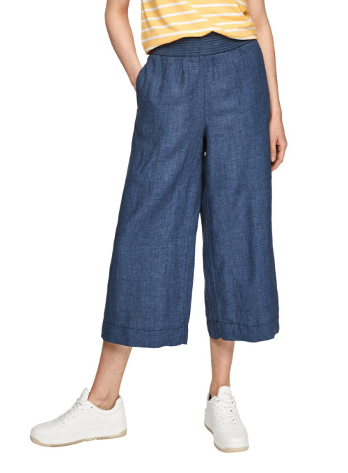 Linen culotte with elastic...