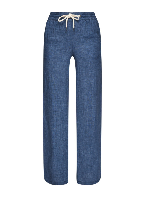 Linen trousers with wide...