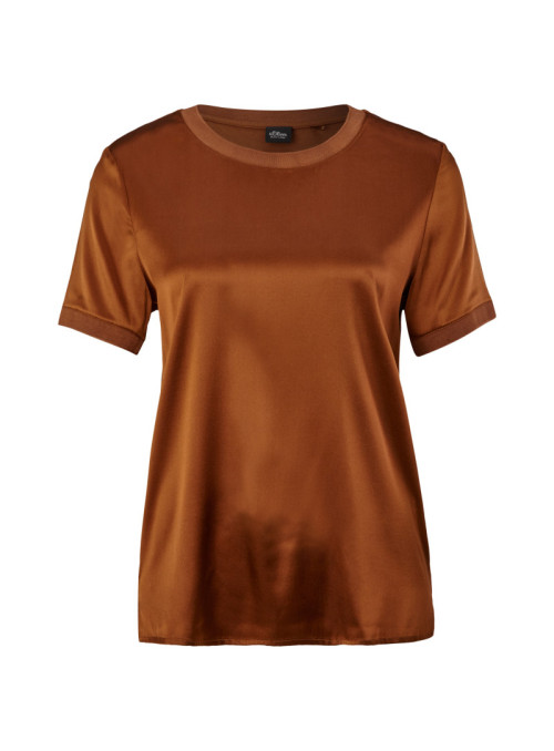 Kurzarm Bluse mit Seidenfront