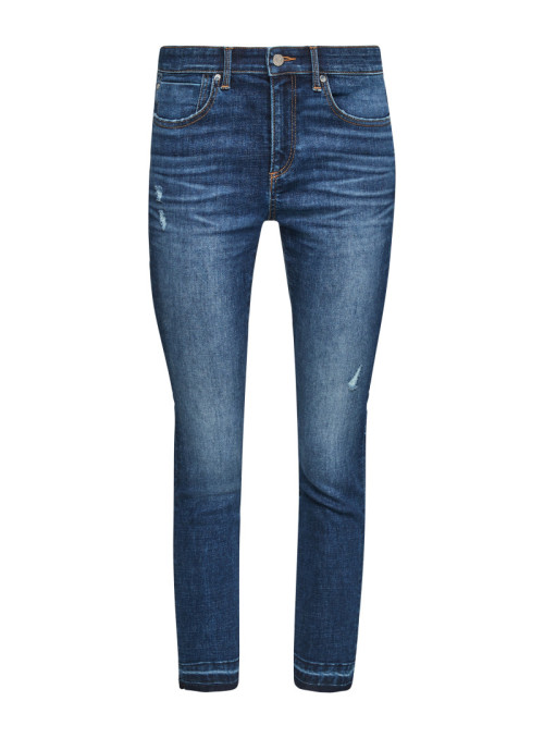 Skinny Jeans mit Fransensaum