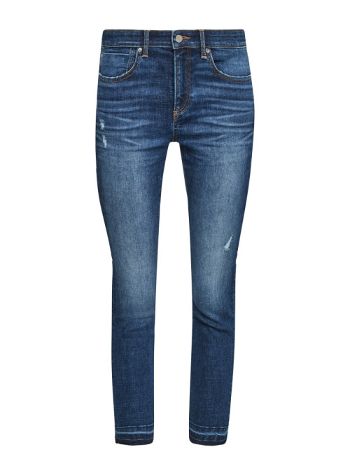 Skinny jeans with fringe hem