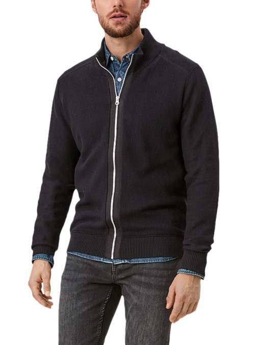 Ribbed cardigan with zipper