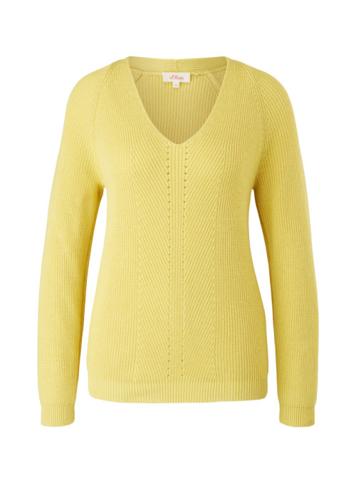 Knit sweater with V-neck