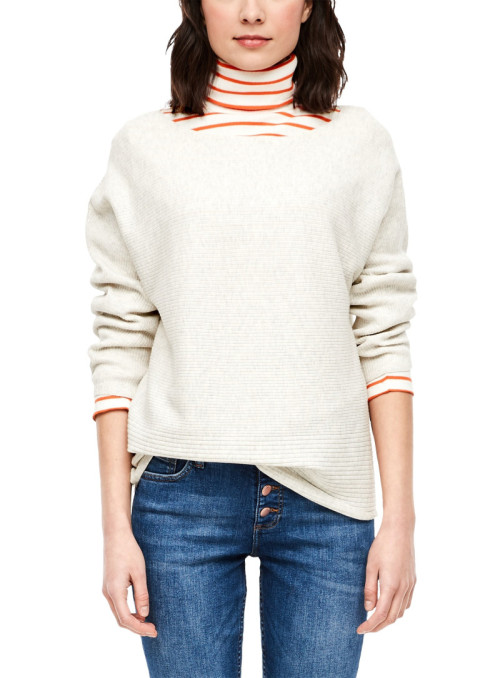 Ribbed knit sweater with...