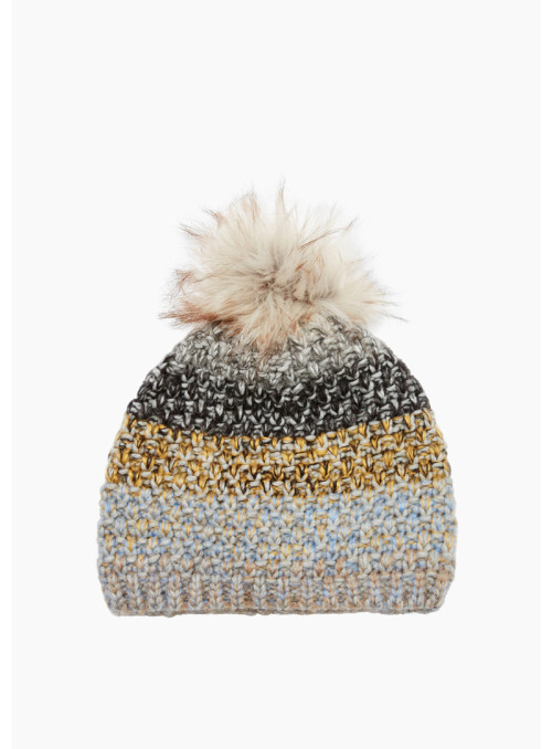 Knitted hat with faux fur...