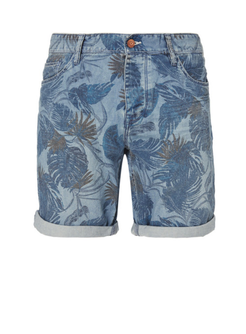 Jeans bermuda with tropical...