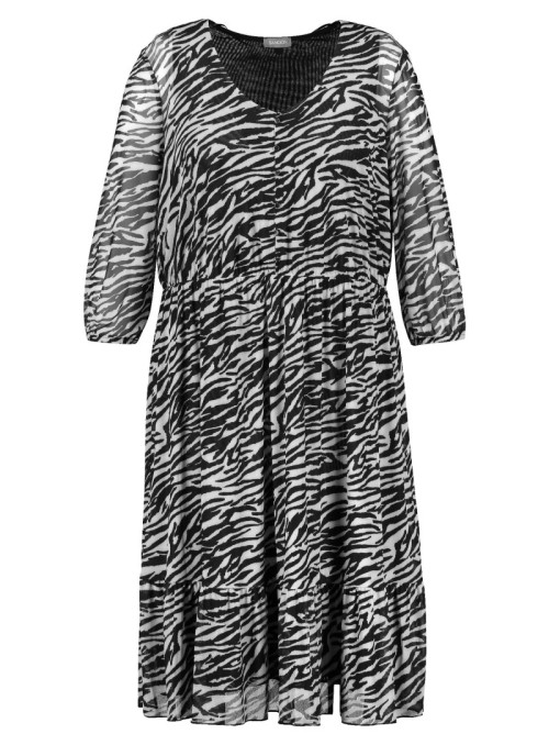 Mesh dress with animal print