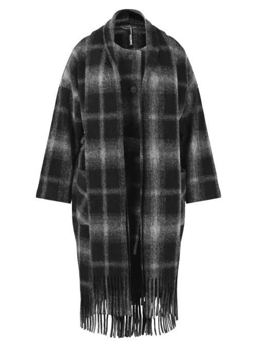 Wool coat with check...