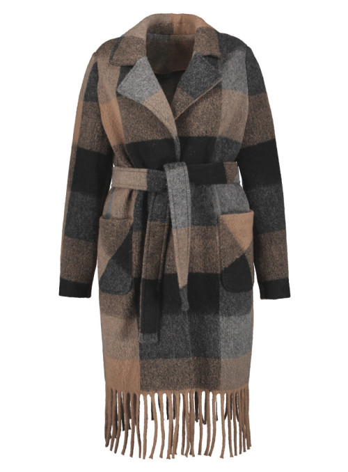 Wool coat with check...