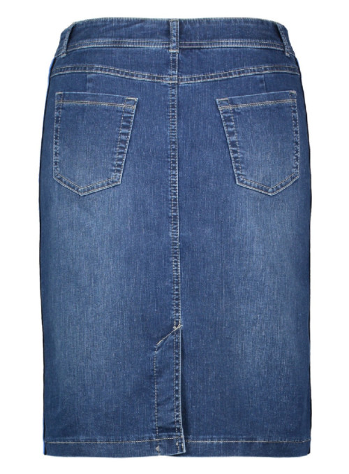 Denim skirt with side stripes