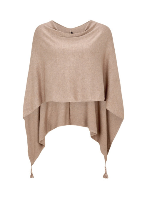 Fine knit poncho with tassels