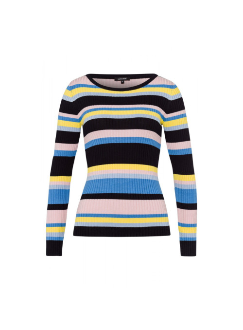 Ribbed sweater with stripe...