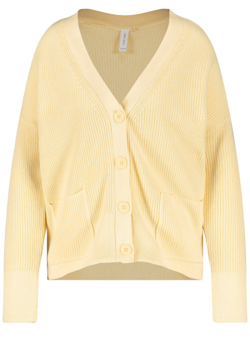 Ribbed V-neck cardigan in...