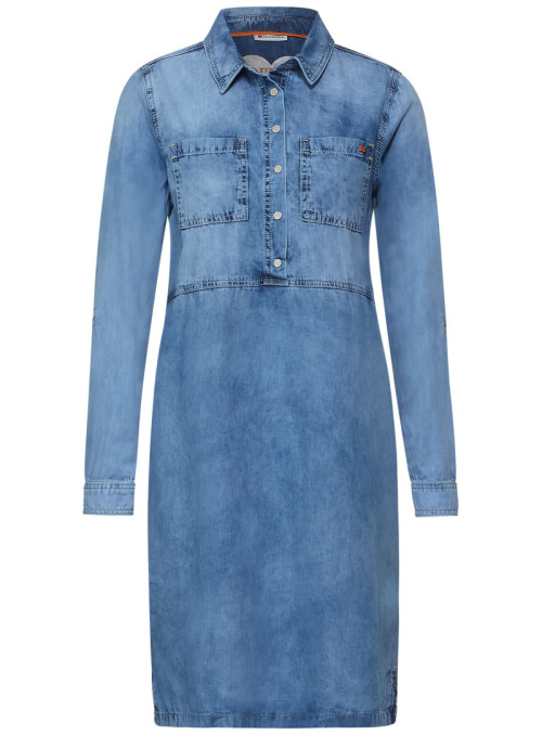 Denim dress with half...