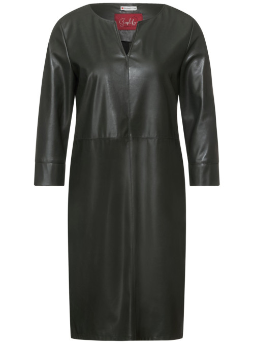 Faux leather dress with 3/4...