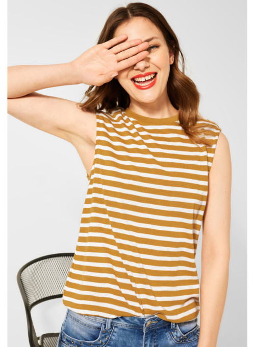 Striped top with shoulder pads