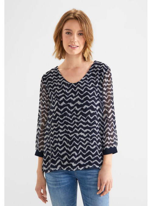 printed chiffon mat-mix shirt