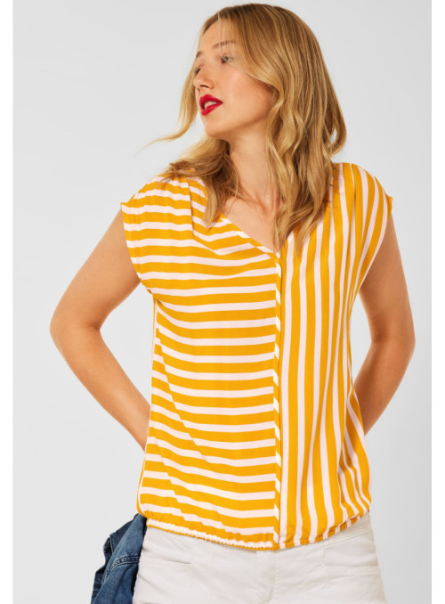 Blouse with stripe mix