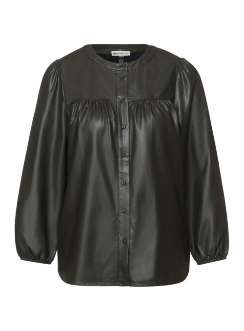 Synthetic leather blouse