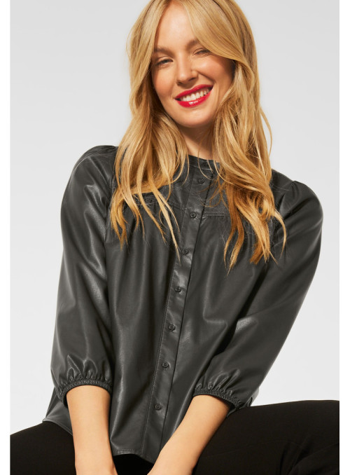 Synthetic leather blouse