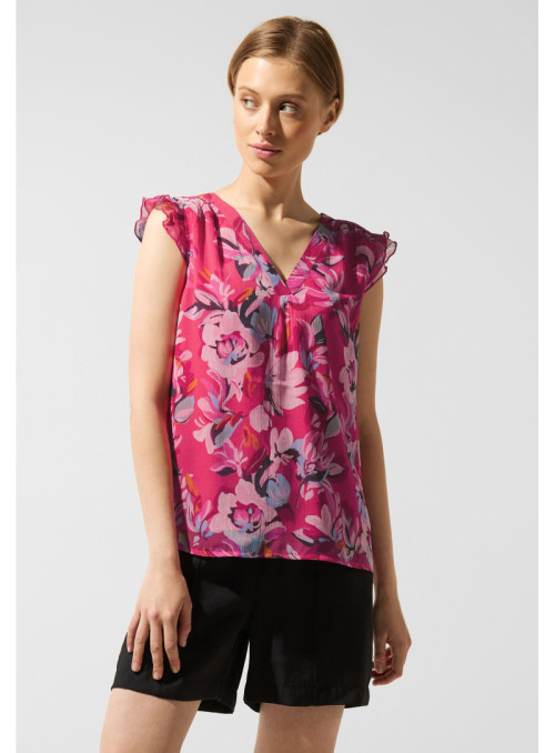 Chiffon top w double-frill and