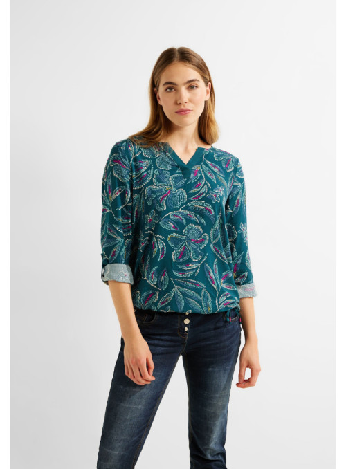 Multicolor Split Neck Blouse