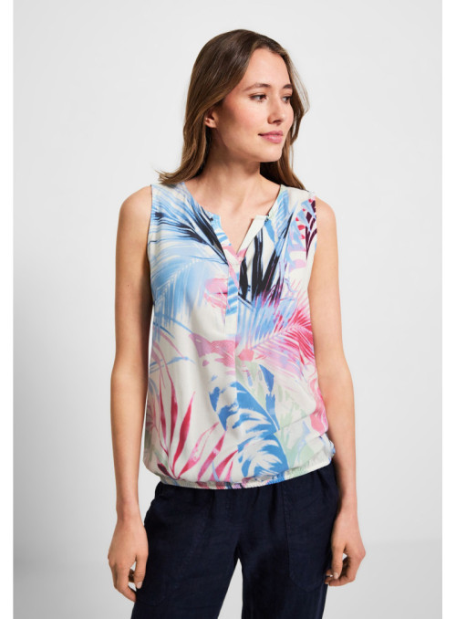 AOP Split Neck TOP Blouse