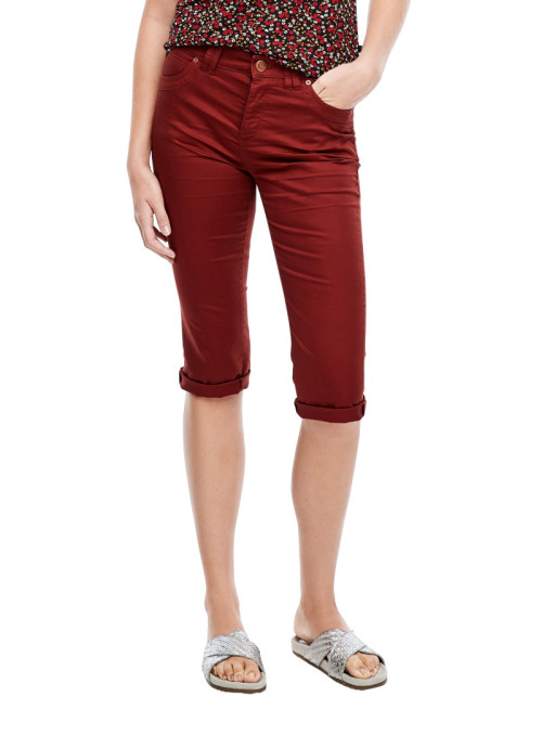 Slim fit cotton satin capri...