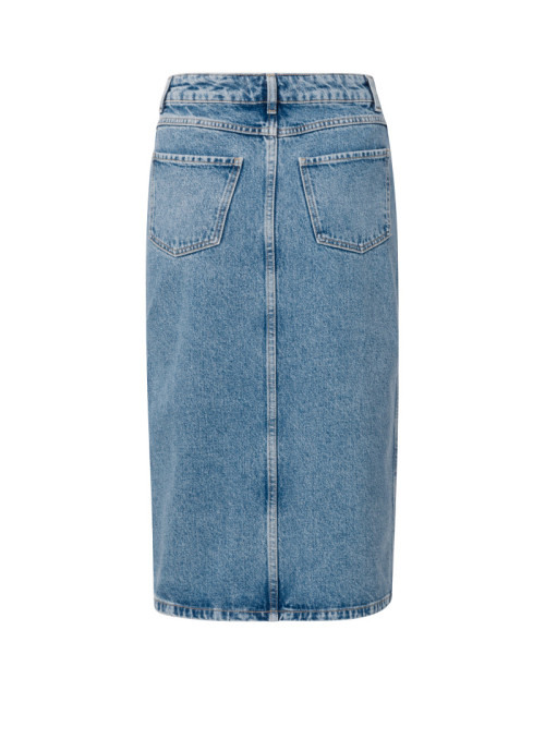 Denim midi skirt w. buttons