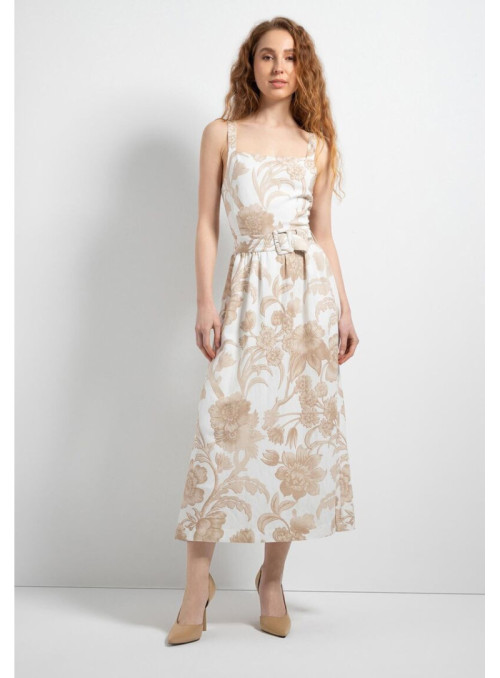 Linen-CV Print Dress