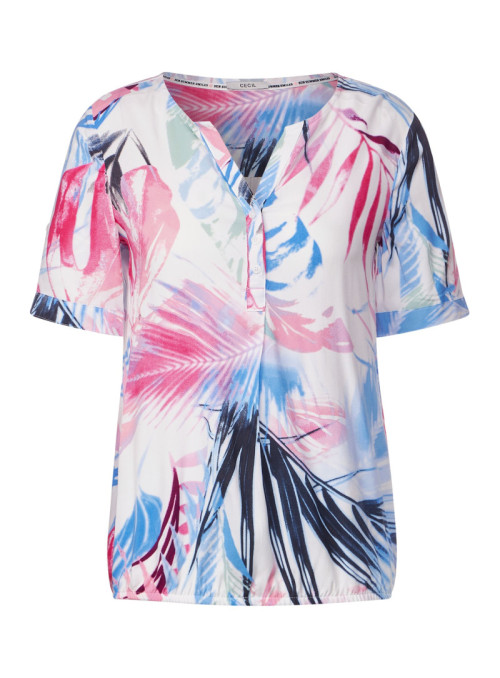 TOS Printed Split Neck Blouse