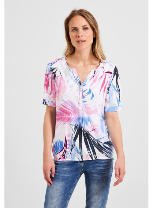 TOS Printed Split Neck Blouse