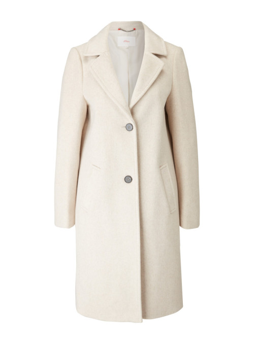 Woll blend coat with lapel...